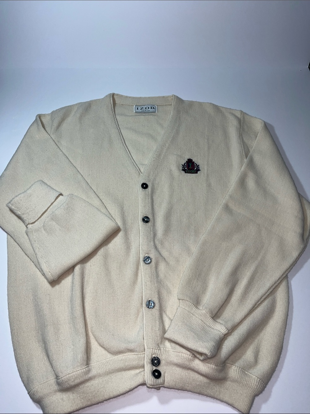 Vintage 90s IZOD cream cardigan style grandpa